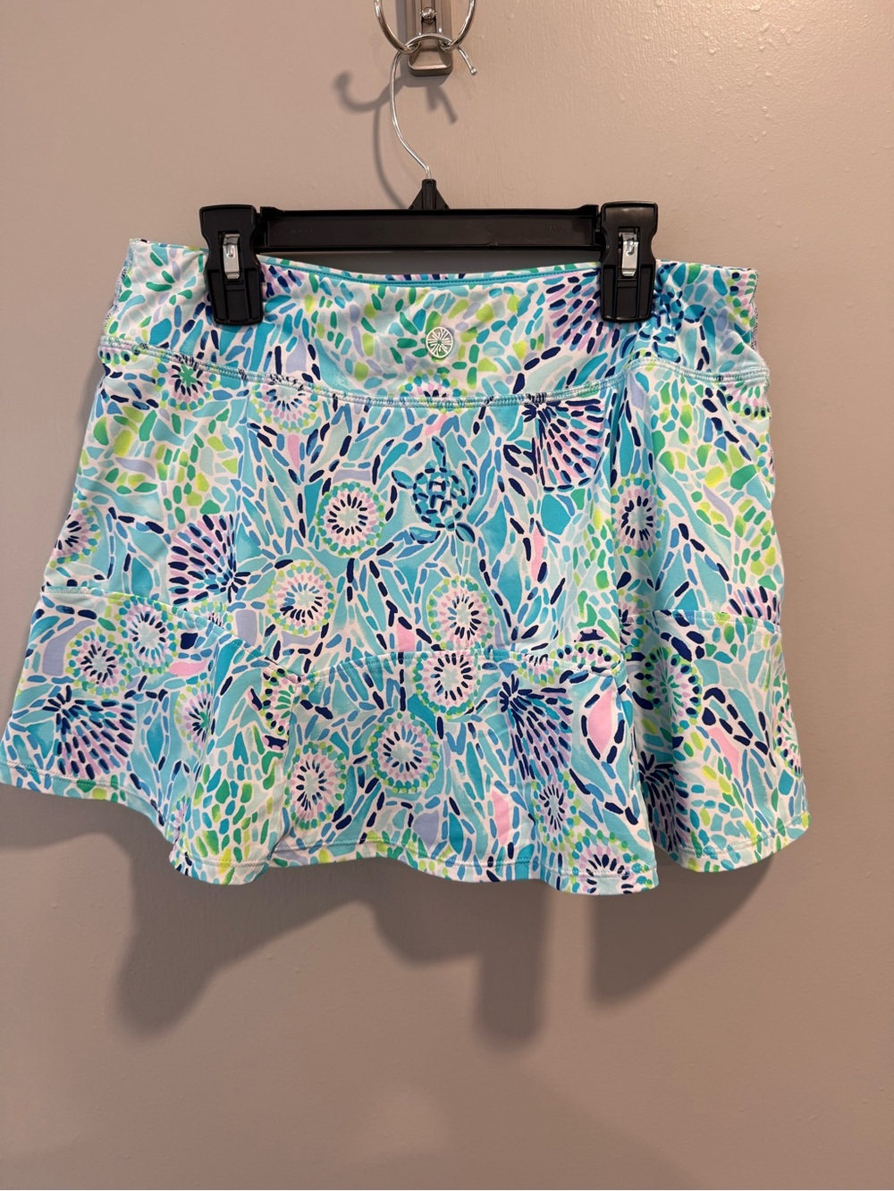 Lilly Pulitzer Blue Floral Circle Skort with Pink & Green Accents - Picture 2 of 6